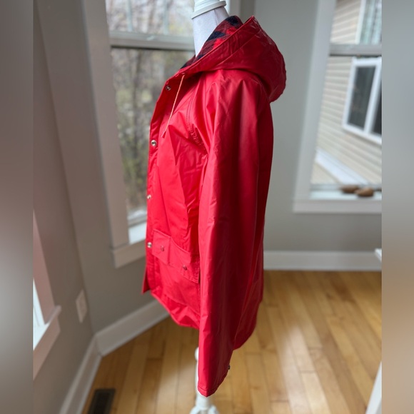 Vintage Red Rainbow Ridge Red Black Plaid Rain Coat Size Small - Picture 2 of 12
